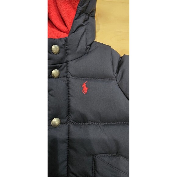 Ralph Lauren 3M Baby Boy Quilted Navy Bodysuit Logo Snaps Hooded, Boys Snowsuit - Picture 3 of 8